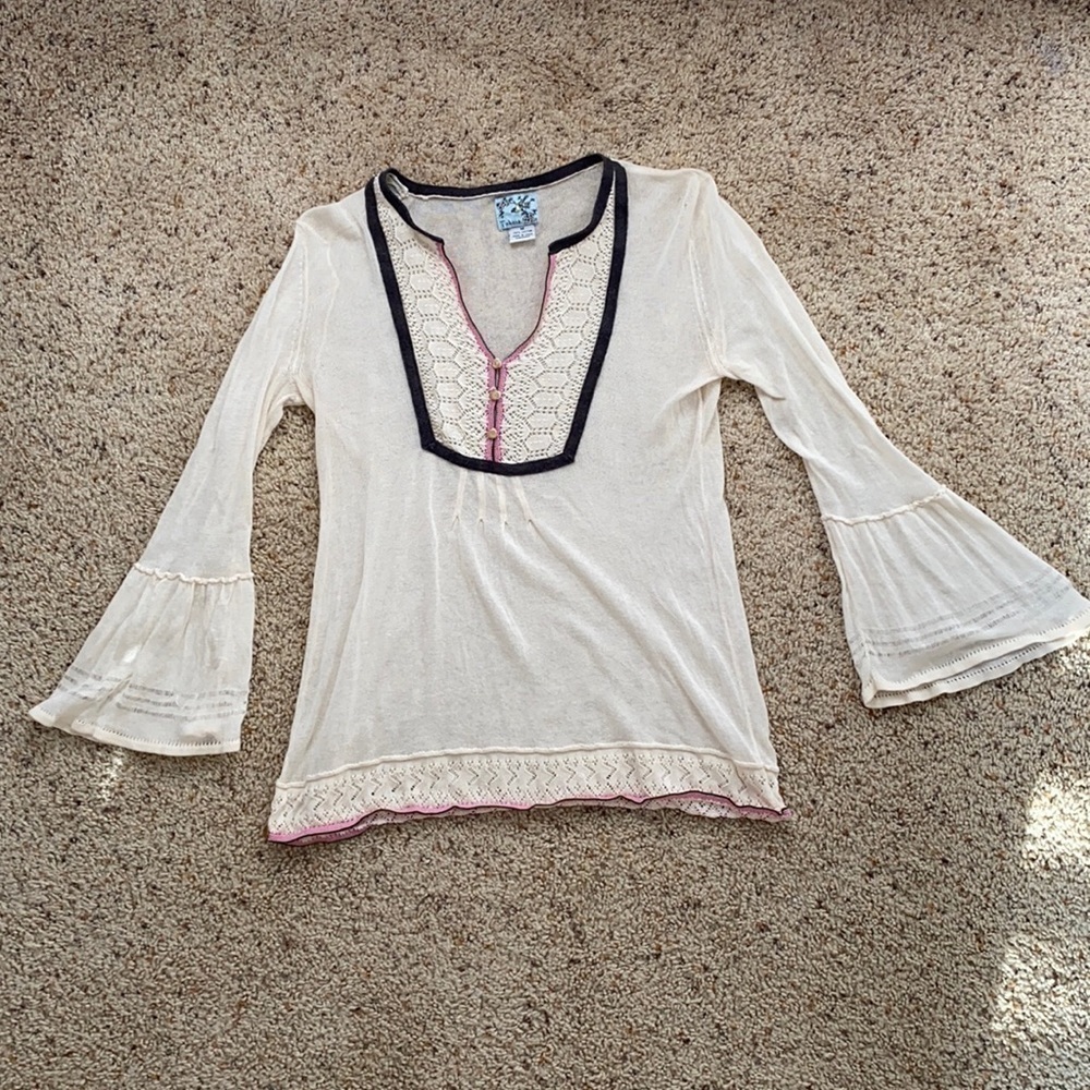 Anthropologie Tabitha Cream Flare Sleeve Sweater M